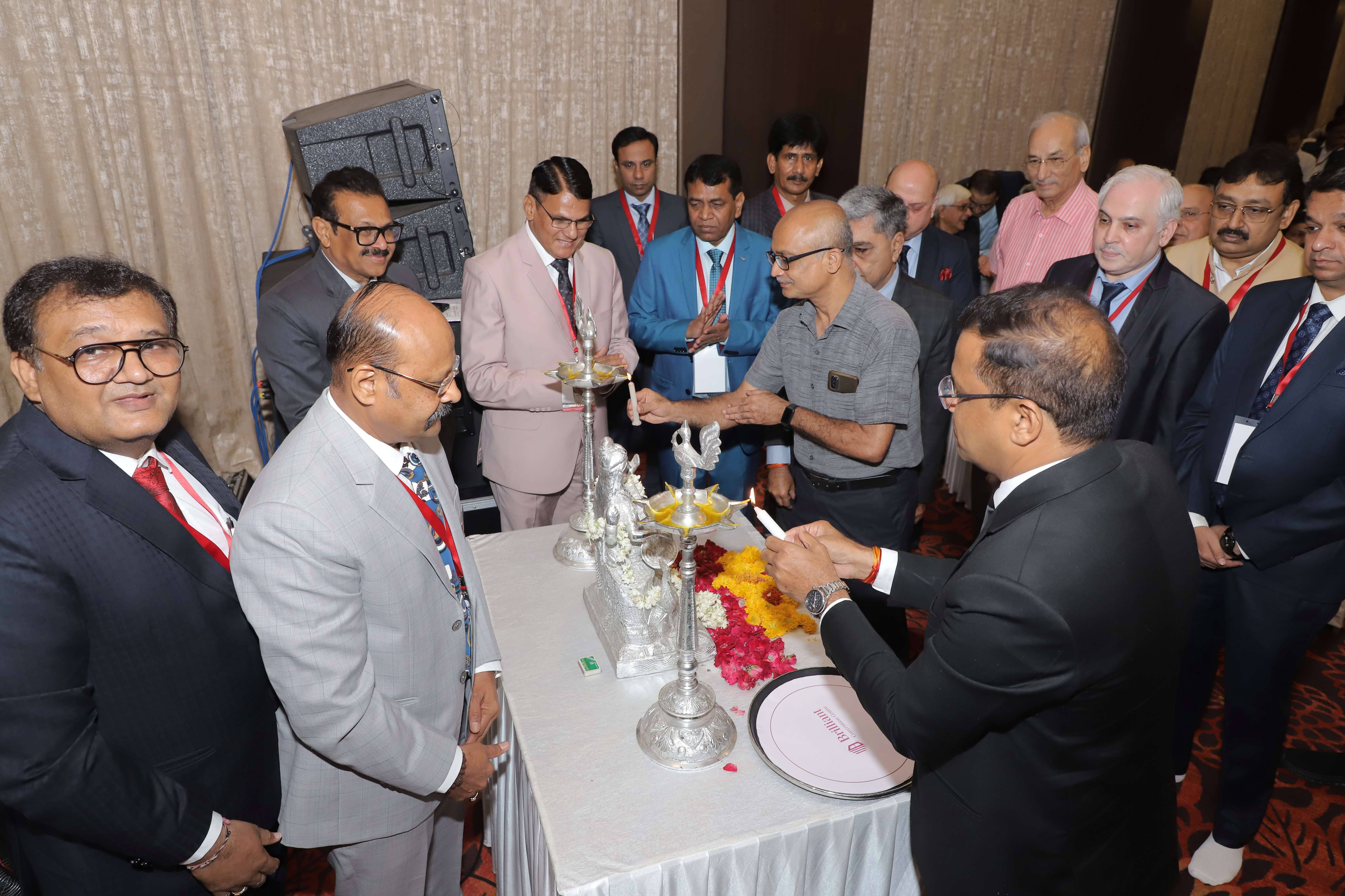 Chief Guest Mr. B. M. Biyani, Accountant Member, Income Tax Appellate Tribunal, Indore Bench, and the Special Guest Mr. Dhanaraju S. (IAS), Hon’ble Commissioner, Commercial Tax (SGST), Madhya Pradesh inaugurating the conference by lighting of lamp. Also seen S/Shri Samir Jani, National President, AIFTP and other Office Bearers of AIFTP and other local associations.