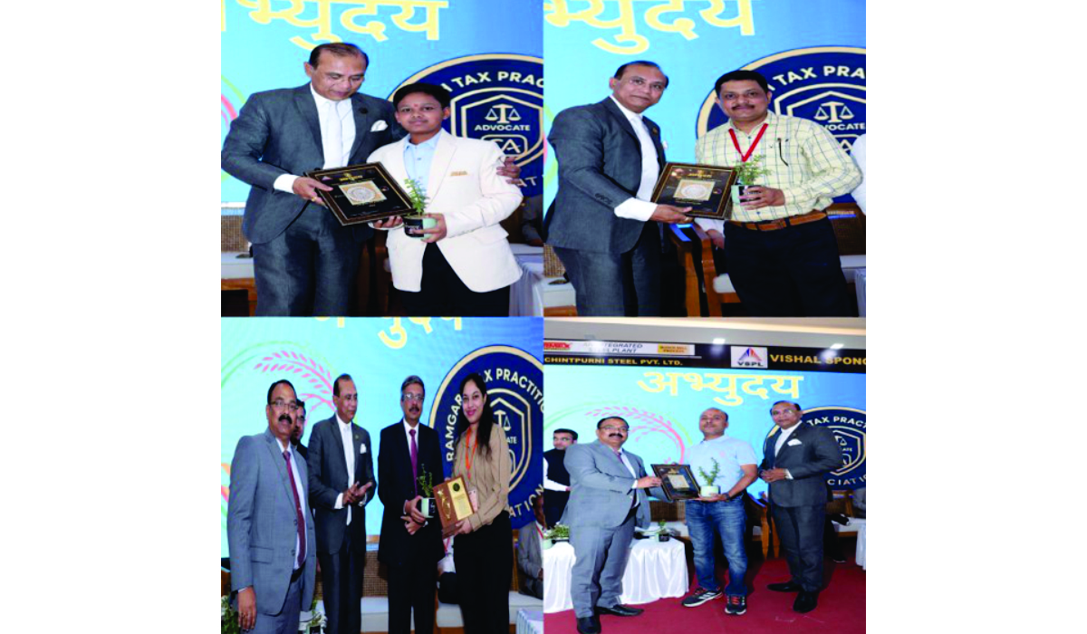 Felicitations to Sponsors: Left to Right clockwise - Master Aman Prasad, Tally Partner, Felicitating newly qualified CA in Ramgarh, daughter of Conference Chairman Mahesh P Sinha and a very committed sponsor to the conference Arvind Goyal