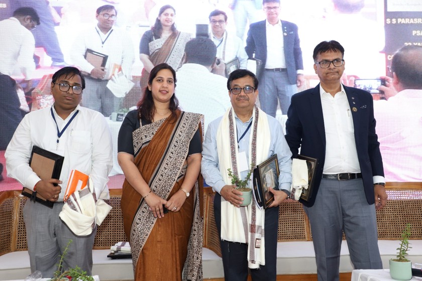 Left to Right: GST Speaker Sunil Agrawal, Divya Arora Gupta, Session Chairman Gopal Prasad Tulsyan and Sanjay Goyal after the end of their session
