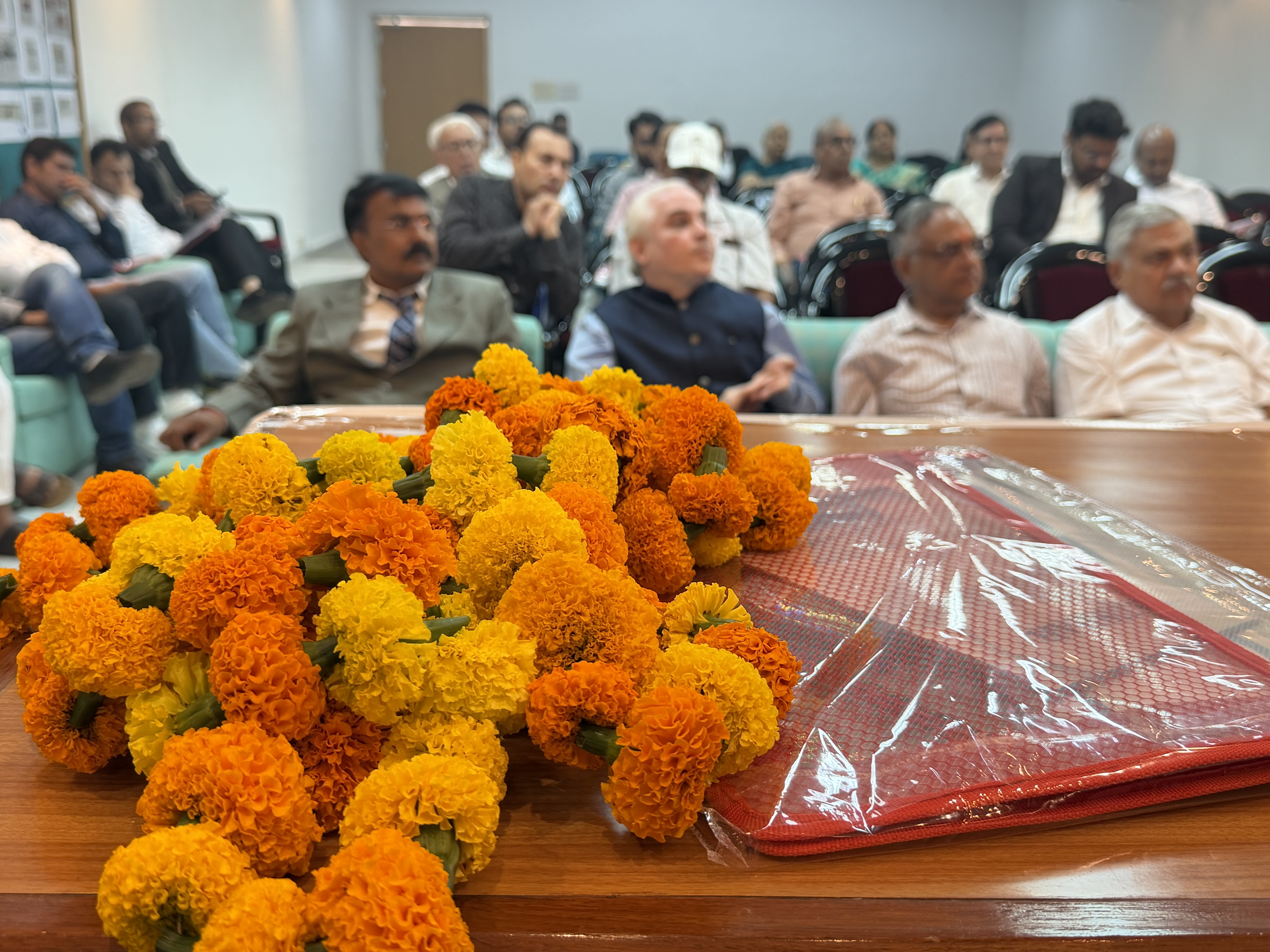 Participants attentively listening to the technical deliberations during the session at the Residential Refresher Course, Chitrakoot Dham
