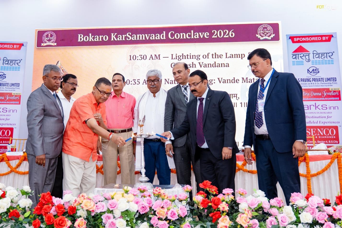 Lightening of the Lamp: Left to Right: Akhilesh Kumar, Dr. Bhanu Giri, Anjani Kumar, Suresh Seraphim, Sri Jaishankar Jaipuriyar, Smit Sourabh, Ajay Kumar, Niraj Kumar Nayak